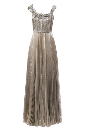 Женское шелковое платье OSCAR DE LA RENTA серебряного цвета по цене 699500 руб., арт. 20SE026LM0 | Фото 1 Женское шелковое платье OSCAR DE LA RENTA серебряного цвета, арт. 20SE026LM0 | Фото 1