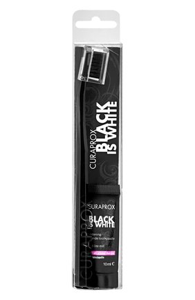 Зубная щетка и зубная паста black is white CURAPROX бесцветного цвета по цене 1130 руб., арт. 7612412424614 | Фото 1 Зубная щетка и зубная паста black is white CURAPROX бесцветного цвета, арт. 7612412424614 | Фото 1