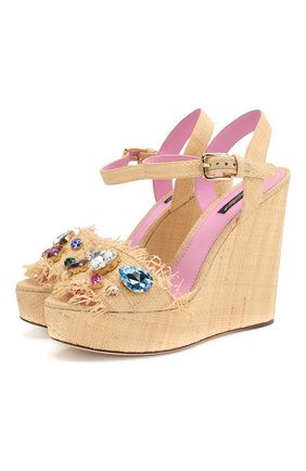 Женские комбинированные босоножки bianca DOLCE & GABBANA бежевого цвета по цене 67600 руб., арт. CZ0244/AX634 | Фото 1 Женские комбинированные босоножки bianca DOLCE & GABBANA бежевого цвета, арт. CZ0244/AX634 | Фото 1