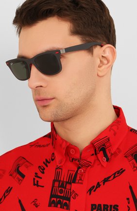 Женские солнцезащитные очки RAY-BAN черного цвета по цене 38400 руб., арт. 8395M-F05471 | Фото 3 Женские солнцезащитные очки RAY-BAN черного цвета, арт. 8395M-F05471 | Фото 3 (Тип очков: С/з; Очки форма: Прямоугольные; Оптика Гендер: оптика-мужское)