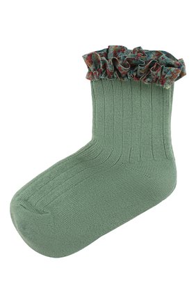 Детские хлопковые носки COLLEGIEN зеленого цвета, арт. 3458/18-35 | Фото 1 (Материал: Текстиль, Хлопок; Региональные ограничения белый список (Axapta Mercury): RU; Кросс-КТ: Носки)