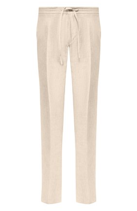 Мужские льняные брюки LORO PIANA бежевого цвета, арт. FAI6395 | Фото 1 (Материал внешний: Лен; Длина (брюки, джинсы): Стандартные; Случай: Повседневный; Стили: Кэжуэл)
