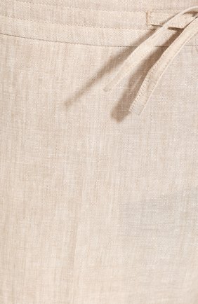 Мужские льняные брюки LORO PIANA бежевого цвета, арт. FAI6395 | Фото 5 (Длина (брюки, джинсы): Стандартные; Случай: Повседневный; Материал внешний: Лен; Стили: Кэжуэл)