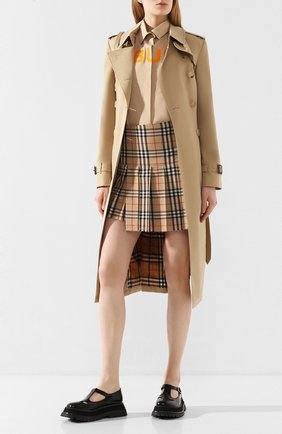 Женская хлопковая рубашка BURBERRY бежевого цвета по цене 38700 руб., арт. 8029006 | Фото 2 Женская хлопковая рубашка BURBERRY бежевого цвета, арт. 8029006 | Фото 2