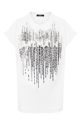 Женская хлопковая футболка BALMAIN белого цвета по цене 88100 руб., арт. TF01351/P040 | Фото 1 Женская хлопковая футболка BALMAIN белого цвета, арт. TF01351/P040 | Фото 1
