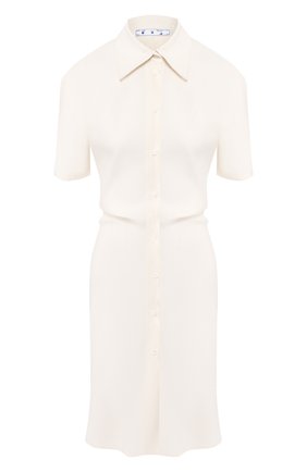 Женское платье из смеси льна и вискозы OFF-WHITE кремвого цвета по цене 54300 руб., арт. 0WDB236S20FAB0020100 | Фото 1 Женское платье из смеси льна и вискозы OFF-WHITE кремвого цвета, арт. 0WDB236S20FAB0020100 | Фото 1