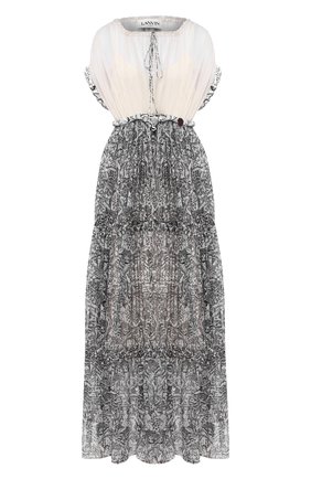 Женское платье-макси LANVIN черно-белого цвета по цене 318000 руб., арт. RW-DR387T-4555-E20 | Фото 1 Женское платье-макси LANVIN черно-белого цвета, арт. RW-DR387T-4555-E20 | Фото 1