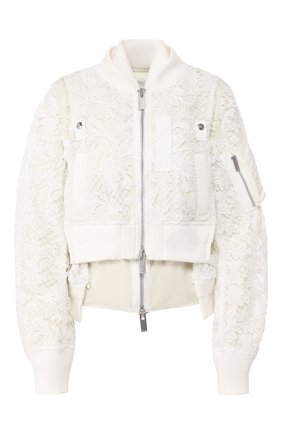 Женский бомбер SACAI белого цвета по цене 126000 руб., арт. 20-04934 | Фото 1 Женский бомбер SACAI белого цвета, арт. 20-04934 | Фото 1