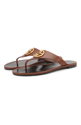 Женские кожаные шлепанцы GIORGIO ARMANI коричневого цвета по цене 36200 руб., арт. X1P990/XC976 | Фото 1 Женские кожаные шлепанцы GIORGIO ARMANI коричневого цвета, арт. X1P990/XC976 | Фото 1
