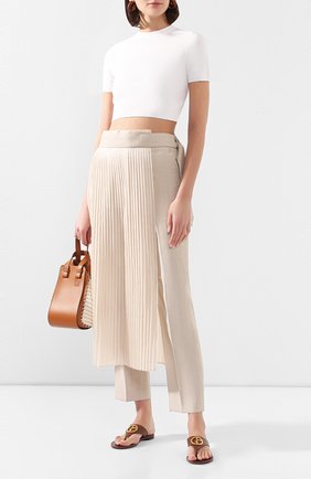 Женские кожаные шлепанцы GIORGIO ARMANI коричневого цвета по цене 36200 руб., арт. X1P990/XC976 | Фото 2 Женские кожаные шлепанцы GIORGIO ARMANI коричневого цвета, арт. X1P990/XC976 | Фото 2