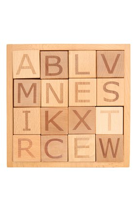 Детского набор кубиков с алфавитом KID`S CONCEPT бежевого цвета, арт. 412775 | Фото 2 (Региональные ограничения белый список (Axapta Mercury): RU)