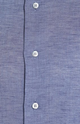 Мужская льняная рубашка ZILLI синего цвета, арт. MFT-MERCU-13091/RZ01 | Фото 5 (Манжеты: На пуговицах; Воротник: Button down; Рукава: Длинные; Случай: Повседневный; Длина (для топов): Стандартные; Материал внешний: Лен; Принт: Однотонные)