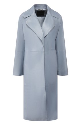 Женское кожаное пальто GIORGIO ARMANI голубого цвета по цене 797500 руб., арт. 5AL08P/5AP19 | Фото 1 Женское кожаное пальто GIORGIO ARMANI голубого цвета, арт. 5AL08P/5AP19 | Фото 1