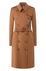 Женское кашемировое пальто kensington BURBERRY коричневого цвета, арт. 8021894 | Фото 1 (Материал внешний: Шерсть, Кашемир; Рукава: Длинные; Длина (верхняя одежда): До колена; 1-2-бортные: Двубортные; Материал подклада: Купро)
