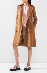 Женское кашемировое пальто kensington BURBERRY коричневого цвета, арт. 8021894 | Фото 2 (Материал внешний: Шерсть, Кашемир; Рукава: Длинные; Длина (верхняя одежда): До колена; 1-2-бортные: Двубортные; Материал подклада: Купро)