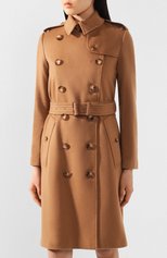 Женское кашемировое пальто kensington BURBERRY коричневого цвета, арт. 8021894 | Фото 3 (Материал внешний: Шерсть, Кашемир; Рукава: Длинные; Длина (верхняя одежда): До колена; 1-2-бортные: Двубортные; Материал подклада: Купро)