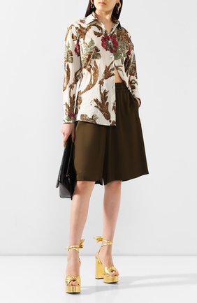 Женские шорты из вискозы DRIES VAN NOTEN хаки цвета по цене 32400 руб., арт. 201-10961-9158 | Фото 2 Женские шорты из вискозы DRIES VAN NOTEN хаки цвета, арт. 201-10961-9158 | Фото 2