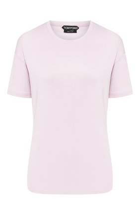 Женская футболка из вискозы TOM FORD розового цвета по цене 95300 руб., арт. TSJ408-FAX159 | Фото 1 Женская футболка из вискозы TOM FORD розового цвета, арт. TSJ408-FAX159 | Фото 1