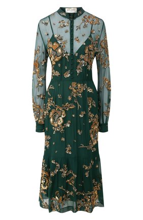 Женское шелковое платье SAINT LAURENT зеленого цвета по цене 969500 руб., арт. 624434/Y065W | Фото 1 Женское шелковое платье SAINT LAURENT зеленого цвета, арт. 624434/Y065W | Фото 1 (Материал подклада: Шелк; Материал внешний: Шелк; Длина Ж (юбки, платья, шорты): Миди; Рукава: Длинные; Женское Кросс-КТ: Платье-одежда; Случай: Вечерний; Региональные ограничения белый список (Axapta Mercury): RU)