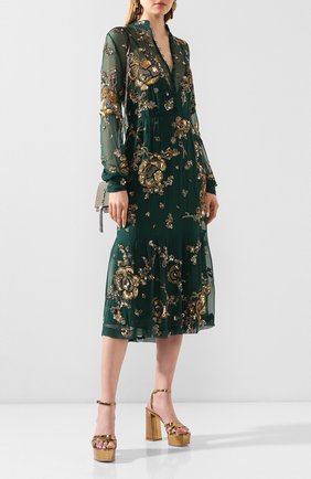 Женское шелковое платье SAINT LAURENT зеленого цвета по цене 969500 руб., арт. 624434/Y065W | Фото 2 Женское шелковое платье SAINT LAURENT зеленого цвета, арт. 624434/Y065W | Фото 2 (Материал подклада: Шелк; Материал внешний: Шелк; Длина Ж (юбки, платья, шорты): Миди; Рукава: Длинные; Женское Кросс-КТ: Платье-одежда; Случай: Вечерний; Региональные ограничения белый список (Axapta Mercury): RU)