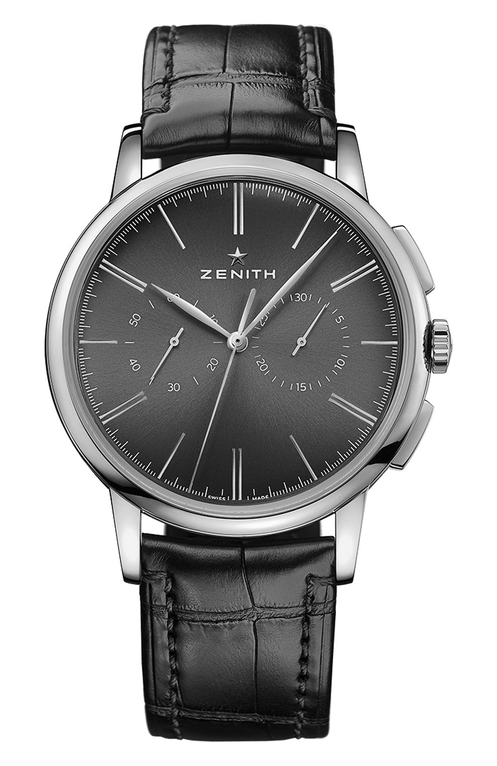 Мужские часы elite chronograph classic ZENITH бесцветного цвета, арт. 03.2270.4069/26.C | Фото 1 (Механизм: Автомат; Материал корпуса: Сталь; Цвет циферблата: Чёрный)