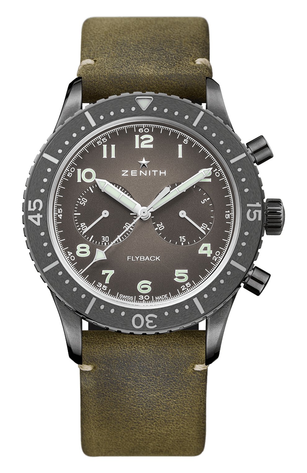 Мужские часы pilot cronometro tipo cp-2 flyback ZENITH хаки цвета, арт. 11.2240.405/21.C | Фото 1