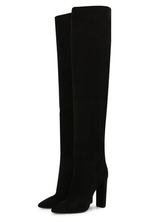Женские замшевые ботфорты SAINT LAURENT черного цвета по цене 119500 руб., арт. 621120/0LI00 | Фото 1 Женские замшевые ботфорты SAINT LAURENT черного цвета, арт. 621120/0LI00 | Фото 1