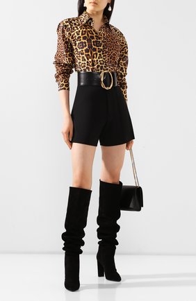 Женские замшевые ботфорты SAINT LAURENT черного цвета по цене 119500 руб., арт. 621120/0LI00 | Фото 2 Женские замшевые ботфорты SAINT LAURENT черного цвета, арт. 621120/0LI00 | Фото 2