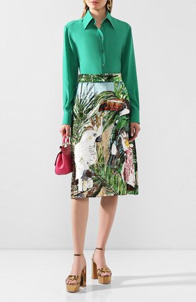 Женская шелковая рубашка DOLCE & GABBANA зеленого цвета по цене 59950 руб., арт. F5M51T/FU1UQ | Фото 2 Женская шелковая рубашка DOLCE & GABBANA зеленого цвета, арт. F5M51T/FU1UQ | Фото 2