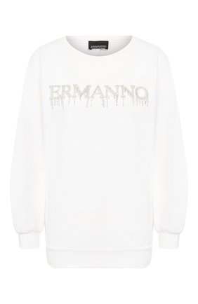 Женская хлопковый свитшот ERMANNO ERMANNO SCERVINO белого цвета по цене 20950 руб., арт. 46T FL09 FEL | Фото 1 Женская хлопковый свитшот ERMANNO ERMANNO SCERVINO белого цвета, арт. 46T FL09 FEL | Фото 1