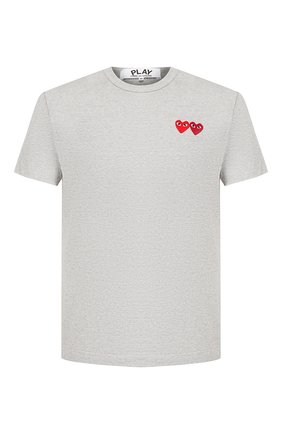 Мужская хлопковая футболка COMME DES GARCONS PLAY серого цвета по цене 7980 руб., арт. AZ-T226 | Фото 1 Мужская хлопковая футболка COMME DES GARCONS PLAY серого цвета, арт. AZ-T226 | Фото 1
