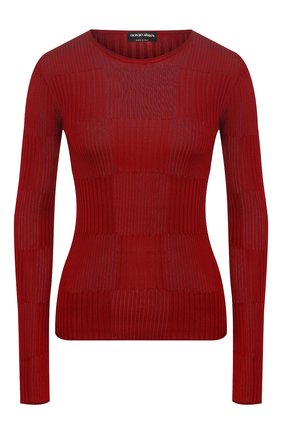 Женский шелковый пуловер GIORGIO ARMANI красного цвета по цене 58300 руб., арт. 3HAM14/AM39Z | Фото 1 Женский шелковый пуловер GIORGIO ARMANI красного цвета, арт. 3HAM14/AM39Z | Фото 1