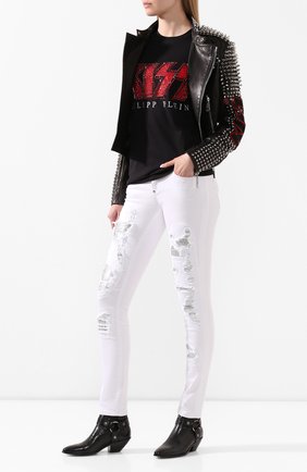 Женская хлопковая футболка PHILIPP PLEIN черного цвета по цене 77010 руб., арт. P20C WTK2025 PTE003N | Фото 2 Женская хлопковая футболка PHILIPP PLEIN черного цвета, арт. P20C WTK2025 PTE003N | Фото 2