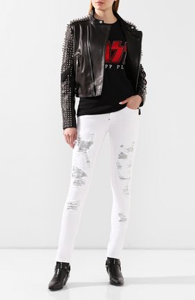 Женская кожаная куртка PHILIPP PLEIN черного цвета по цене 407700 руб., арт. P20C WLB0718 PLE010N | Фото 2 Женская кожаная куртка PHILIPP PLEIN черного цвета, арт. P20C WLB0718 PLE010N | Фото 2