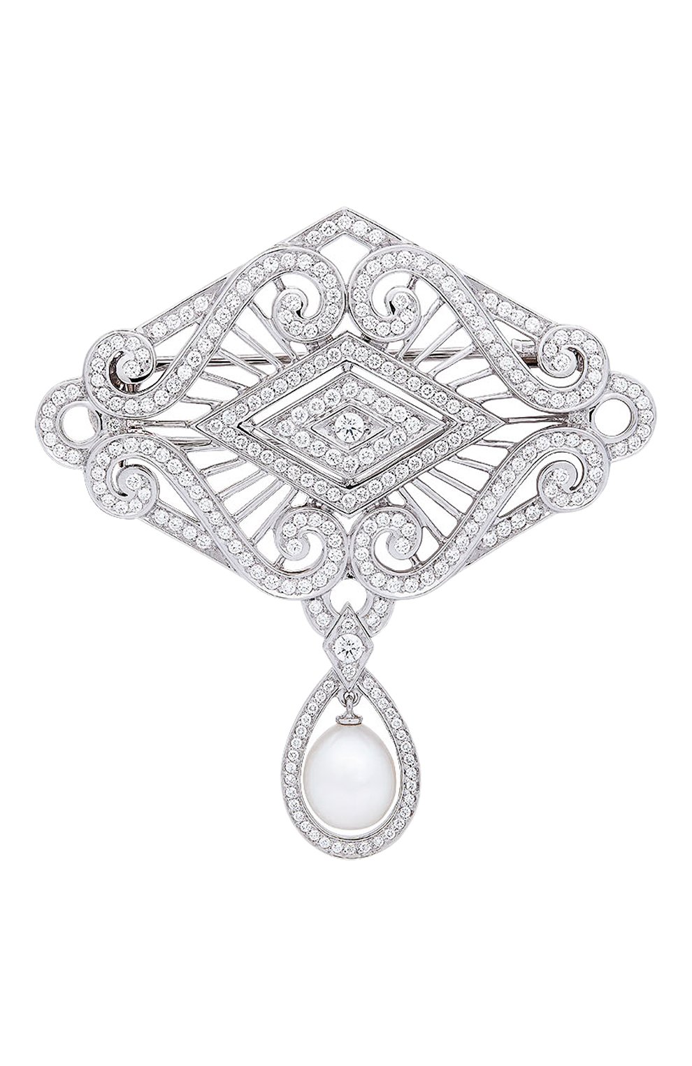 Женские брошь GARRARD бесцветного цвета, арт. 2015380 | Фото 1 (Материал сплава: Белое золото; Драгоценные камни: Бриллианты)