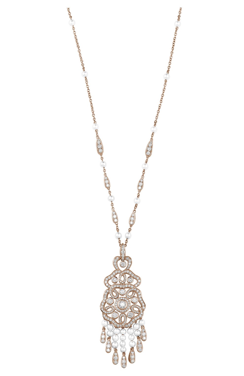 Женские колье GARRARD бесцветного цвета, арт. 2015492 | Фото 1 (Драгоценные камни: Бриллианты; Материал сплава: Розовое золото)