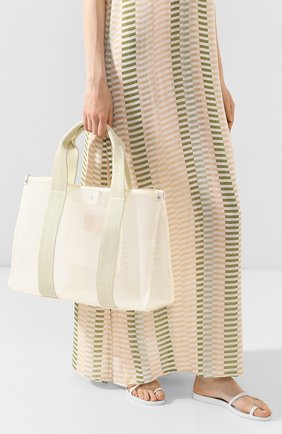 Женская сумка-шопер BONFANTI голубого цвета по цене 9950 руб., арт. 315101/BEIGE WITH PALE BLUE | Фото 2 Женская сумка-шопер BONFANTI голубого цвета, арт. 315101/BEIGE WITH PALE BLUE | Фото 2