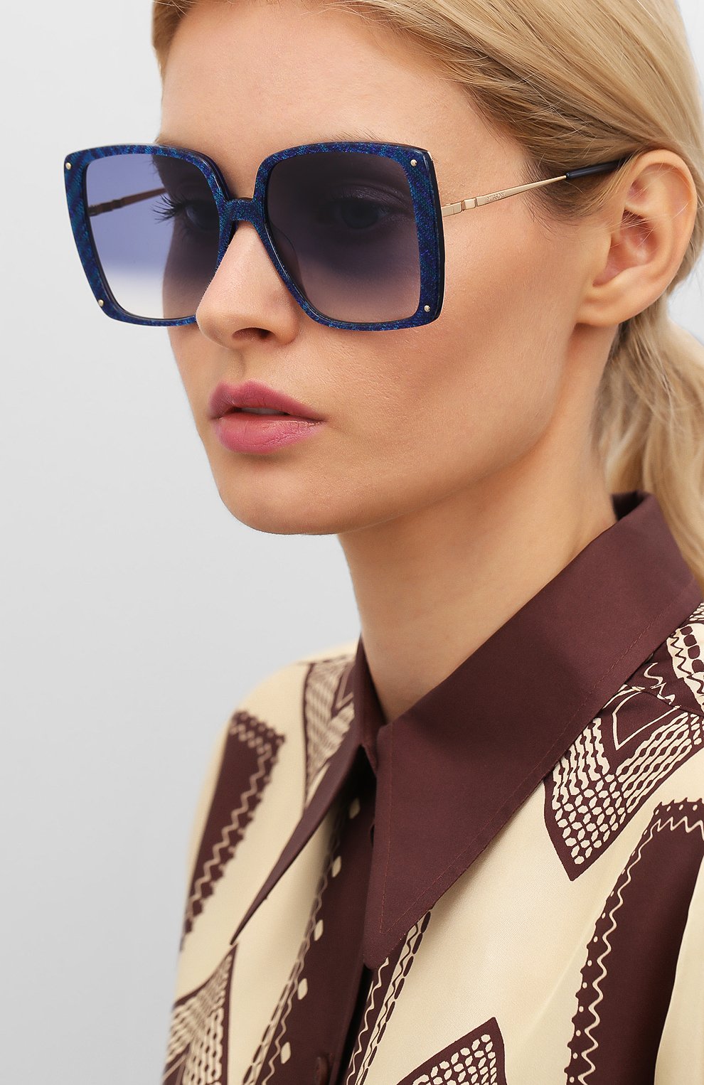 Женские солнцезащитные очки MISSONI синего цвета по цене 17600 руб., арт. MIS0002 S6F | Фото 2 Женские солнцезащитные очки MISSONI синего цвета, арт. MIS0002 S6F | Фото 2