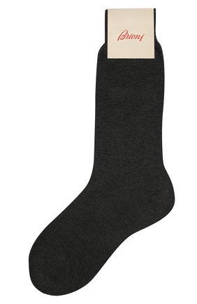 Мужские хлопковые носки BRIONI темно-серого цвета, арт. 0VMC/P3Z19 | Фото 1 (Материал внешний: Хлопок; Кросс-КТ: бельё)