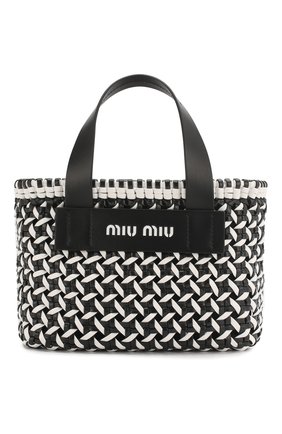 Женская сумка-шопер MIU MIU черно-белого цвета по цене 79000 руб., арт. 5BA077-2D3N-F0967-OIO | Фото 1 Женская сумка-шопер MIU MIU черно-белого цвета, арт. 5BA077-2D3N-F0967-OIO | Фото 1