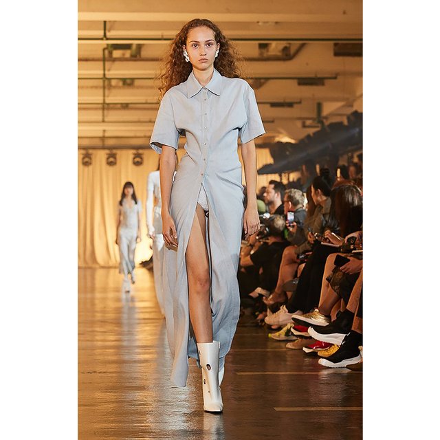 фото Платье из смеси льна и вискозы off-white