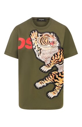 Женская хлопковая футболка DSQUARED2 зеленого цвета по цене 33950 руб., арт. S72GD0223/S23009 | Фото 1 Женская хлопковая футболка DSQUARED2 зеленого цвета, арт. S72GD0223/S23009 | Фото 1