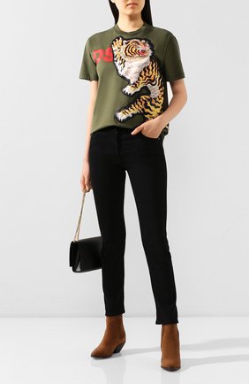 Женская хлопковая футболка DSQUARED2 зеленого цвета по цене 33950 руб., арт. S72GD0223/S23009 | Фото 2 Женская хлопковая футболка DSQUARED2 зеленого цвета, арт. S72GD0223/S23009 | Фото 2