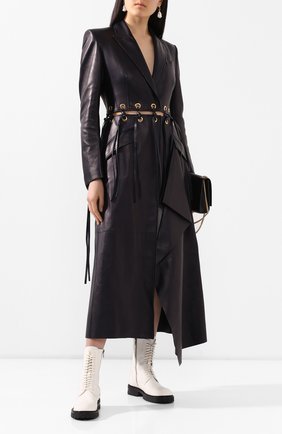 Женское кожаное пальто ALEXANDER MCQUEEN темно-синего цвета по цене 525500 руб., арт. 621733/Q5ADX | Фото 2 Женское кожаное пальто ALEXANDER MCQUEEN темно-синего цвета, арт. 621733/Q5ADX | Фото 2