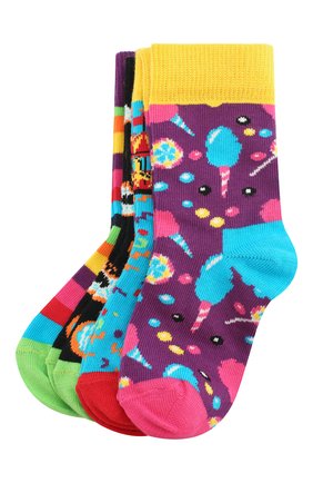 Детские комплект из 4 пар носков HAPPY SOCKS разноцветного цвета по цене 1890 руб., арт. XKID09 | Фото 1 Детские комплект из 4 пар носков HAPPY SOCKS разноцветного цвета, арт. XKID09 | Фото 1
