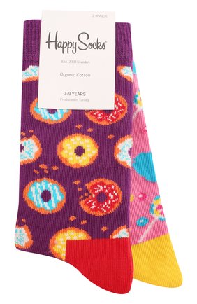 Детские комплект из 2 пар носков HAPPY SOCKS разноцветного цвета по цене 790 руб., арт. KDON02 | Фото 1 Детские комплект из 2 пар носков HAPPY SOCKS разноцветного цвета, арт. KDON02 | Фото 1