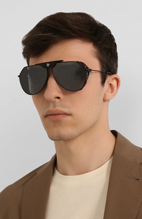 Мужские солнцезащитные очки DOLCE & GABBANA черного цвета, арт. 2258Q-11066G | Фото 2 (Тип очков: С/з; Кросс-КТ: С/з-мужское; Оптика Гендер: оптика-мужское; Очки форма: Авиаторы)