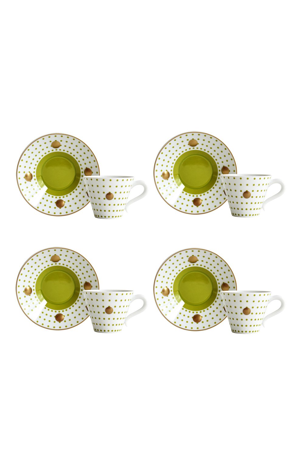 Мужская набор knossos absinthe из четырех чашек с блюдцами BERNARDAUD зеленого цвета, арт. 1776/22968 | Фото 1