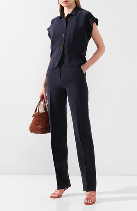 Женские шелковые брюки GIORGIO ARMANI темно-синего цвета по цене 107000 руб., арт. 0SHPP0A8/T01HI | Фото 2 Женские шелковые брюки GIORGIO ARMANI темно-синего цвета, арт. 0SHPP0A8/T01HI | Фото 2