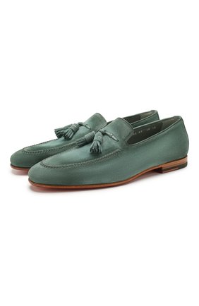 Мужские замшевые лоферы SANTONI зеленого цвета по цене 79950 руб., арт. MCNC16465SA3SRVLV61 | Фото 1 Мужские замшевые лоферы SANTONI зеленого цвета, арт. MCNC16465SA3SRVLV61 | Фото 1 (Материал внутренний: Натуральная кожа; Мужское Кросс-КТ: Лоферы-обувь; Стили: Кэжуэл; Материал внешний: Замша, Кожа; Длина стельки: 27,6, 28, 24,2, 24,7, 25,1, 25,5, 25,9, 26,4, 26,8, 27,2)
